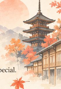 Soft watercolor illustration of Kyoto in autumn